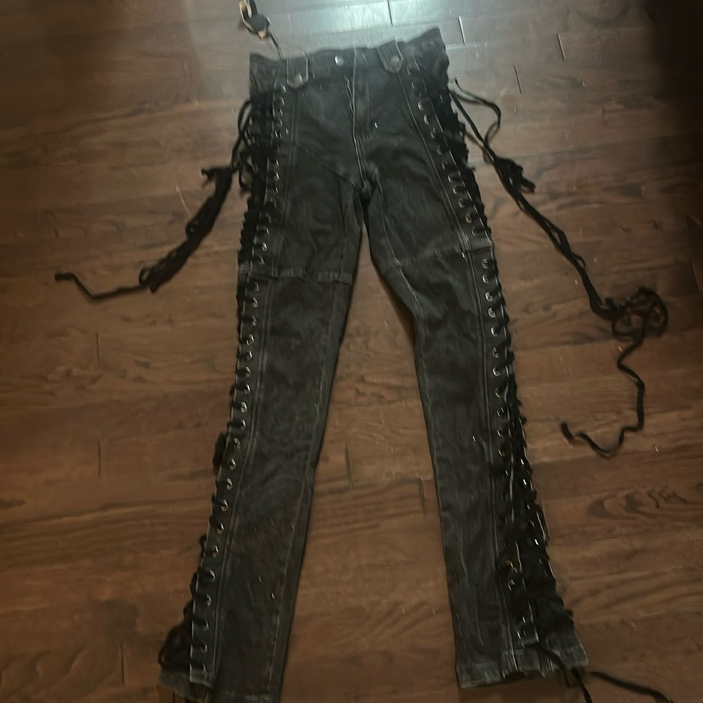 Lace up black jeans